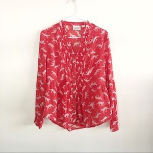 Anthropologie Maeve Red Leopard Print Top